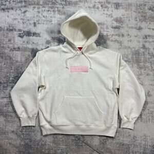 Authentic Supreme Pink Box Logo Hoodie White M NEW
